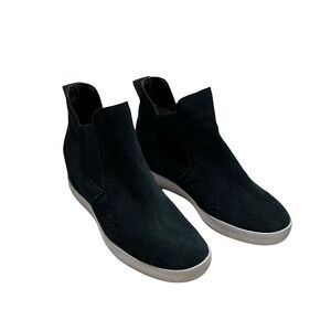 Sorel Out N About Slip On Wedge Sneaker Booties Suede Leather Green Women's 6.5